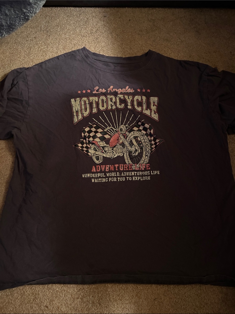 SHEIN Black Short-Sleeve Motorcycle Graphic Tee with Red Accent